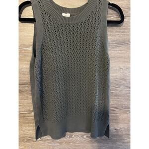 A New Day Womens Vest Military Sage Green Size S Cotton Preppy